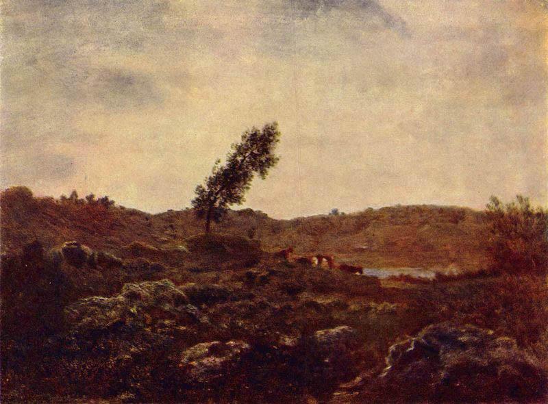 Theodore Rousseau Barbizon landscape, oil painting image